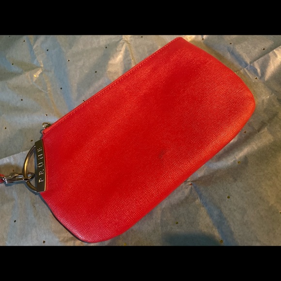PRUNE Frm ARGENTINA SAFFIANO LEATHER RED ORANGE CLUTCH Wristlet RARE NWOT LUX - Picture 4 of 9